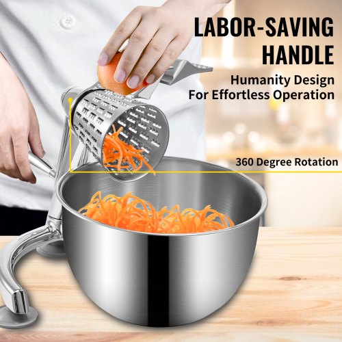Rotary Cheese Grater Zinc Alloy Rotary Vegetable Mandoline Manual Cheese