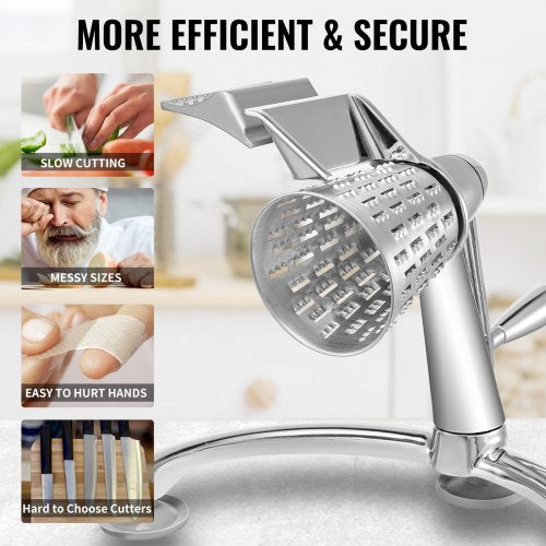 Rotary Cheese Grater Zinc Alloy Rotary Vegetable Mandoline Manual Cheese