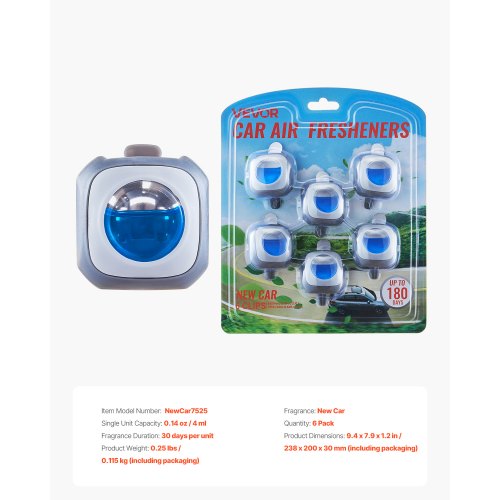 Car Air Freshener 6Pack New Car Scent Vent Clips 4ml Each LongLasting