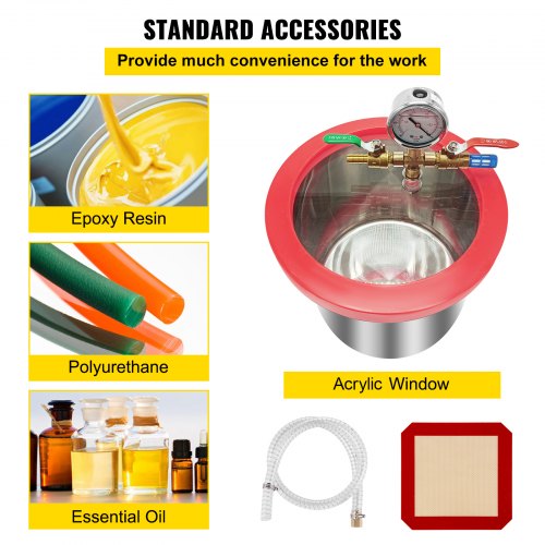 3 Gallon Vacuum Chamber Kit Stainless Steel Degassing Chamber 12L Vacuum