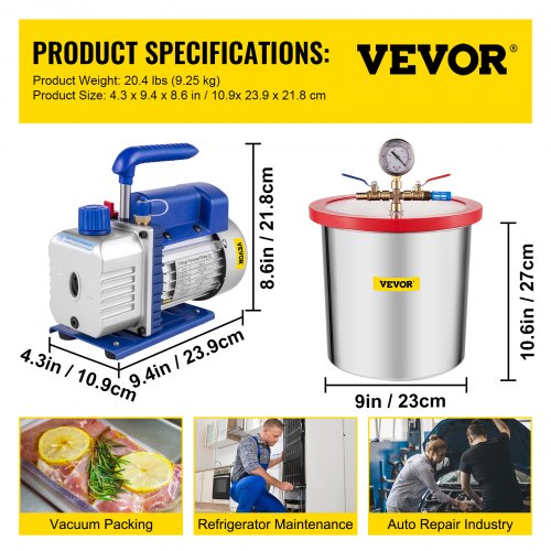 3 Gallon Vacuum Chamber Kit Stainless Steel Degassing Chamber 12L Vacuum