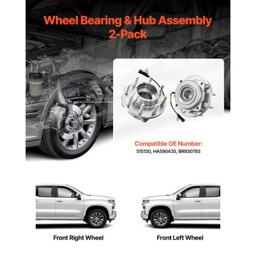 2PCS Front Wheel Bearing Hub Assembly Fit for 2016 Ford F250 Super Duty