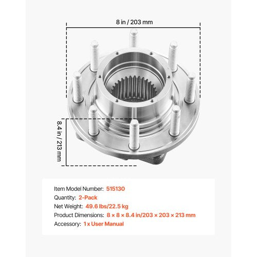 2PCS Front Wheel Bearing Hub Assembly Fit for 2016 Ford F250 Super Duty