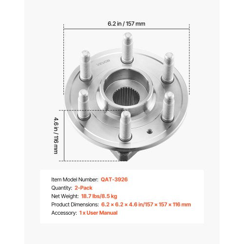 2PCS Front Wheel Bearing Hub Assembly Fit for 20142016 Cadillac SRX Base