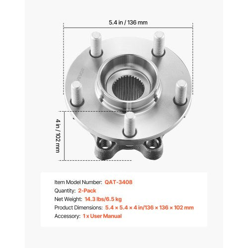 2PCS Front Wheel Bearing Hub Assembly Fit for 2019 INFINITI QX50 Autograph