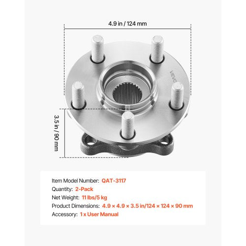 2PCS Front Wheel Bearing Hub Assembly Fit for 2014 Subaru Forester 25i
