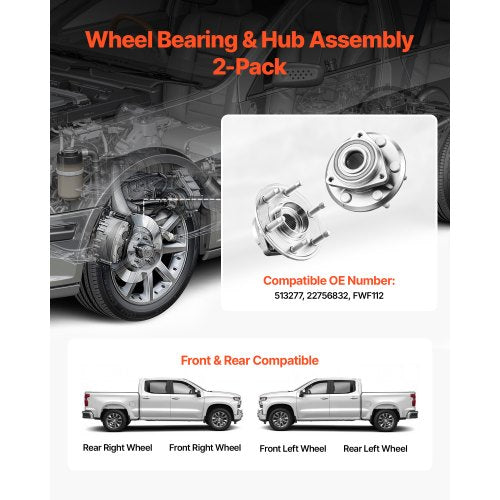 2PCS FrontRear Wheel Bearing Hub Assembly Fit for 20162017 Buick Enclave