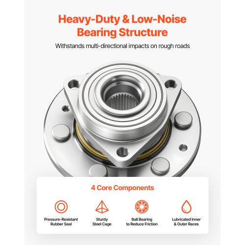 2PCS Front Wheel Bearing Hub Assembly Fit for Chevy Silverado 1500 4WD