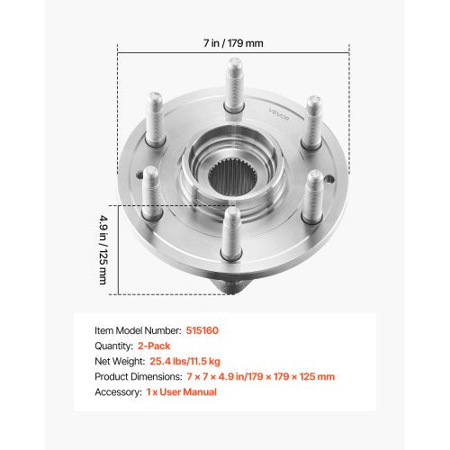 2PCS Front Wheel Bearing Hub Assembly Fit for 2020 Cadillac Escalade Base