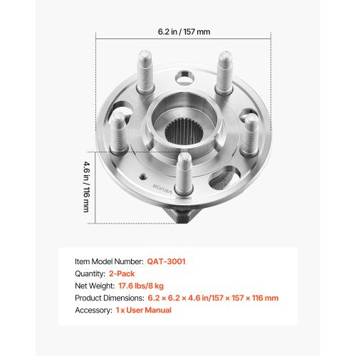 2PCS FrontRear Wheel Bearing Hub Assembly Fit for 2020 Chevy Impala LT