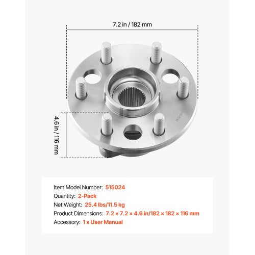 2PCS Front Wheel Bearing Hub Assembly Fit for 19992000 Cadillac Escalade