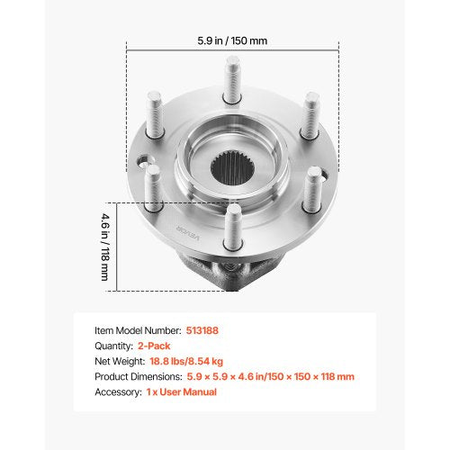 2PCS Front Wheel Bearing Hub Assembly Fit for 20042007 Buick Rainier