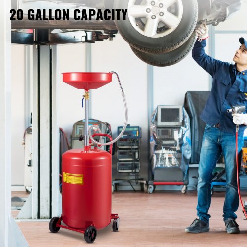 Waste Oil Drain Tank 20 Gallon Portable Oil Drain Air Operated Drainer Oil