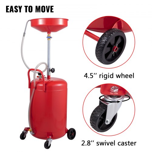 Waste Oil Drain Tank 20 Gallon Portable Oil Drain Air Operated Drainer Oil