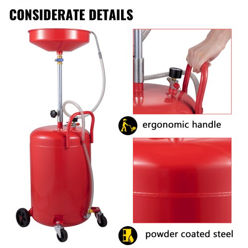 Waste Oil Drain Tank 20 Gallon Portable Oil Drain Air Operated Drainer Oil