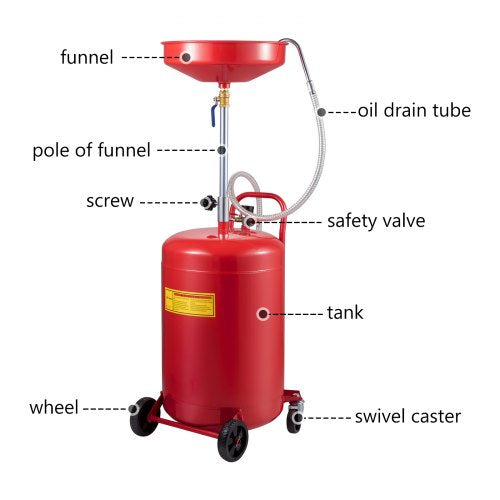 Waste Oil Drain Tank 20 Gallon Portable Oil Drain Air Operated Drainer Oil