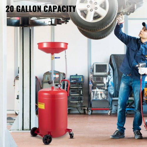 Waste Oil Drain Tank 20 Gallon Portable Oil Drain Air Operated Drainer Oil