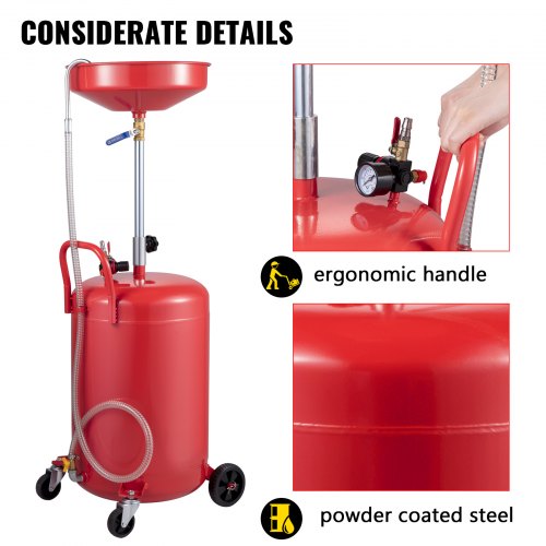 Waste Oil Drain Tank 20 Gallon Portable Oil Drain Air Operated Drainer Oil