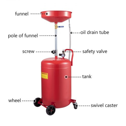 Waste Oil Drain Tank 20 Gallon Portable Oil Drain Air Operated Drainer Oil