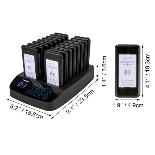 F101 Restaurant Pager System 16 Pagers Max 98 Beepers Wireless Calling