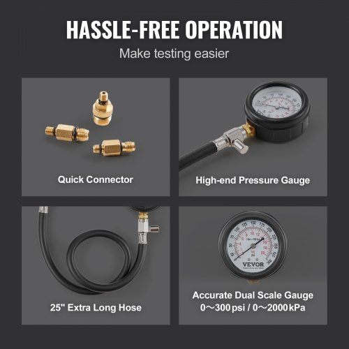 Compression Tester Adapter Kit 9 Pcs Automotive Engine Cylinder Leak
