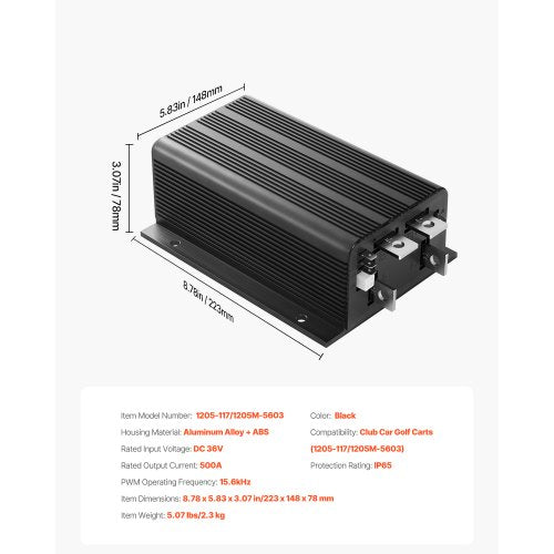 Golf Cart Speed Controller 36V 500A DC Motor Controller Replacement for Club
