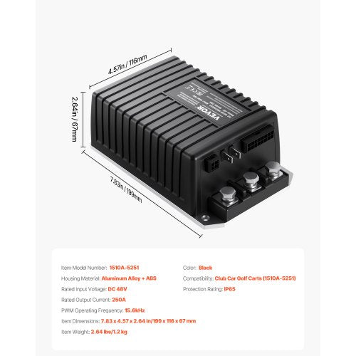 Golf Cart Speed Controller 48V 250A DC Motor Controller Replacement