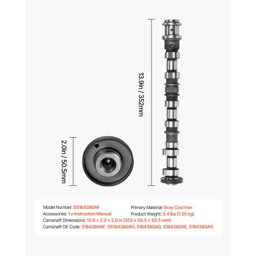 Engine Camshaft 5184380AF5184380AH 5184380AD 5184380AE 5184380AG Cam