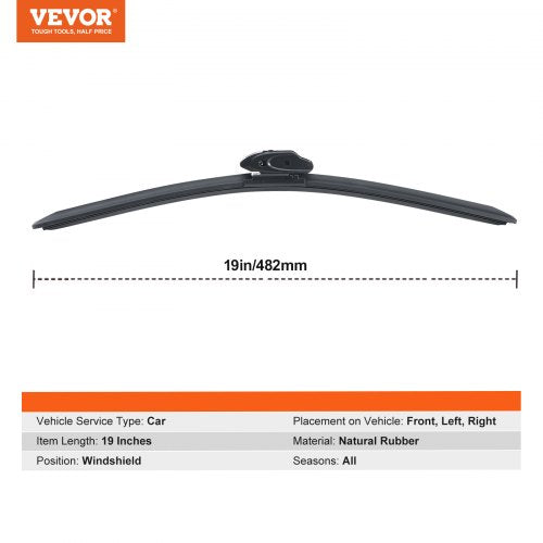 19 Rubber Wiper Blades 48 cm Universal Replacement Wind Shield Wiper Low