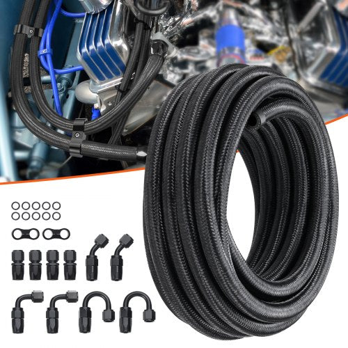 8AN Fuel Line Kit 20 FT Fuel Hose Kit 043 Nylon Stainless Steel Braided