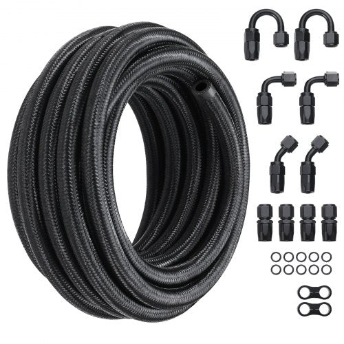 8AN Fuel Line Kit 20 FT Fuel Hose Kit 043 Nylon Stainless Steel Braided
