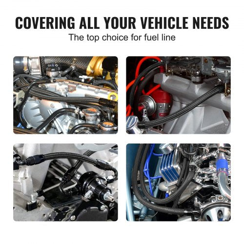 6AN Fuel Line Kit 25 FT Fuel Hose Kit 516 Nylon Stainless Steel Braided