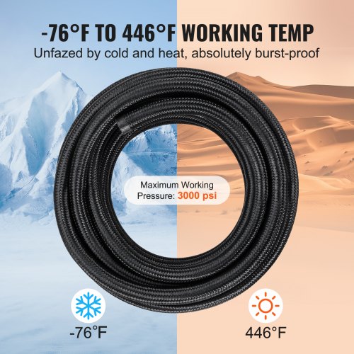 6AN Fuel Line Kit 25 FT Fuel Hose Kit 516 Nylon Stainless Steel Braided