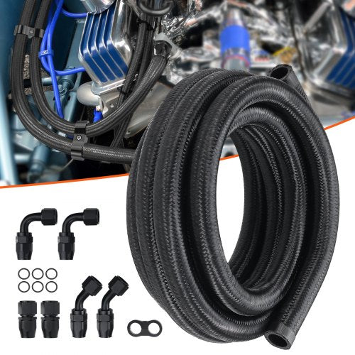 10AN Fuel Line Kit 10 FT Fuel Hose Kit 055 Nylon Stainless Steel Braided