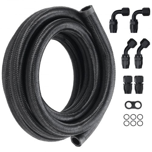 10AN Fuel Line Kit 10 FT Fuel Hose Kit 055 Nylon Stainless Steel Braided