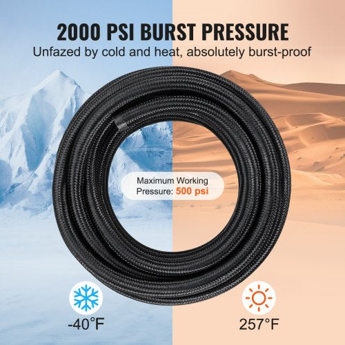 6AN Fuel Line Kit 20 FT Fuel Hose Kit 034 Nylon Stainless Steel Braided