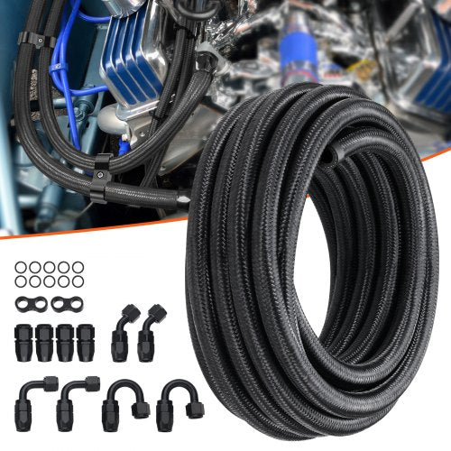6AN Fuel Line Kit 20 FT Fuel Hose Kit 034 Nylon Stainless Steel Braided