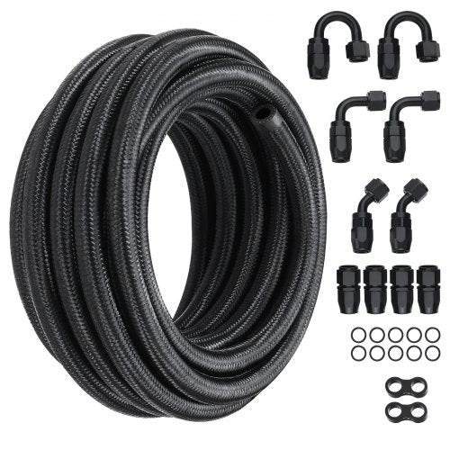 6AN Fuel Line Kit 20 FT Fuel Hose Kit 034 Nylon Stainless Steel Braided