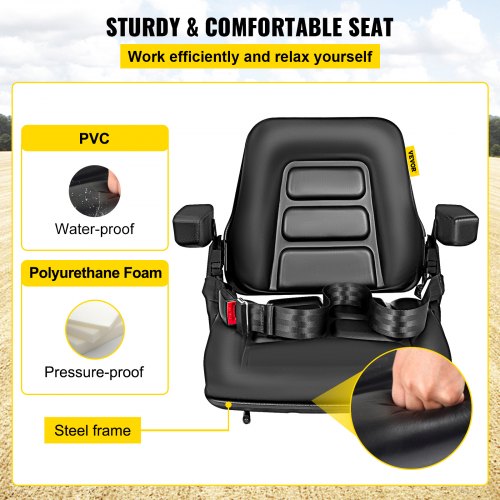 Universal Fold Down Forklift Seat with Retractable Safety Belt