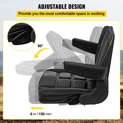 Universal Fold Down Forklift Seat with Retractable Safety Belt