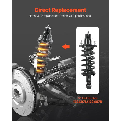 Rear Shock Absorber Strut Assembly 2Pcs Shock and Strut Assembly with Coil