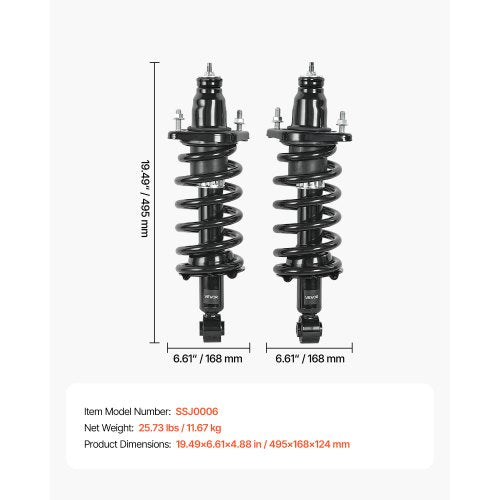 Rear Shock Absorber Strut Assembly 2Pcs Shock and Strut Assembly with Coil