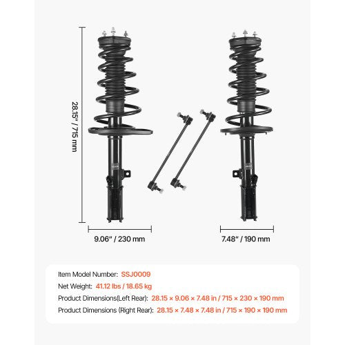 Rear Shock Absorber Strut Assembly 2Pcs Shock and Strut Assembly