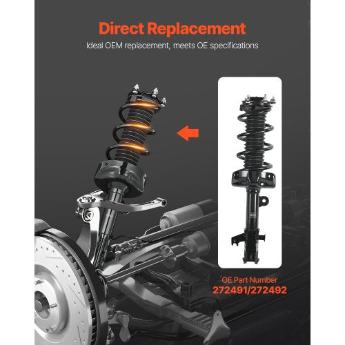 Front Shock Absorber Strut Assembly 2Pcs Shock and Strut Assembly with Coil