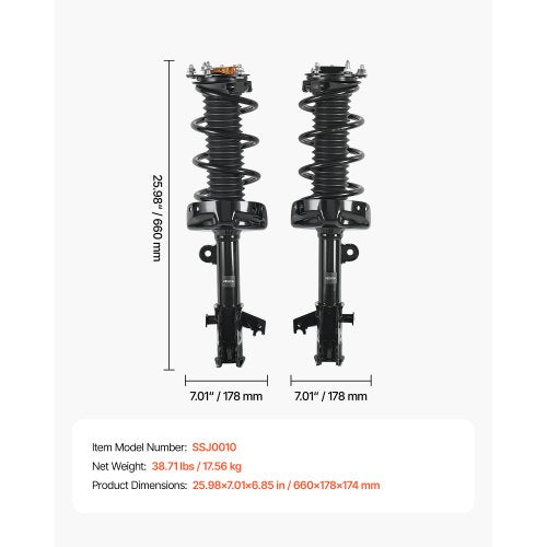 Front Shock Absorber Strut Assembly 2Pcs Shock and Strut Assembly with Coil