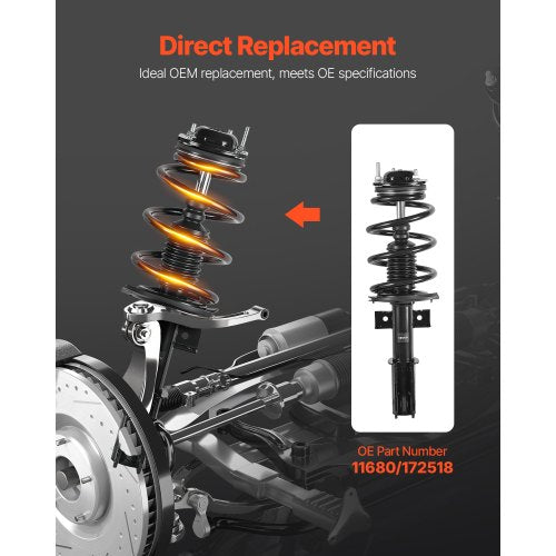 Front Shock Absorber Strut Assembly 2Pcs Shock and Strut Assembly with Coil