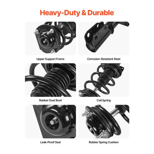 Front Shock Absorber Strut Assembly 2Pcs Shock and Strut Assembly with Coil