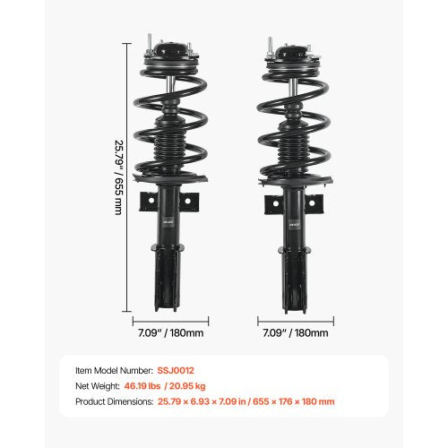 Front Shock Absorber Strut Assembly 2Pcs Shock and Strut Assembly with Coil
