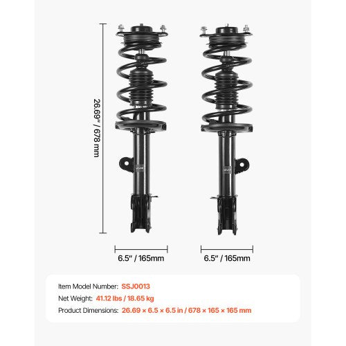 Front Shock Absorber Strut Assembly 2Pcs Shock and Strut Assembly with Coil