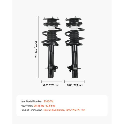 Front Shock Absorber Strut Assembly 2Pcs Shock and Strut Assembly with Coil 1